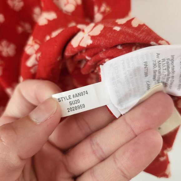 Madewell Puff Sleeve Floral Blouse Popover Top Happy Hibiscus Coral Shirt S - Picture 11 of 11